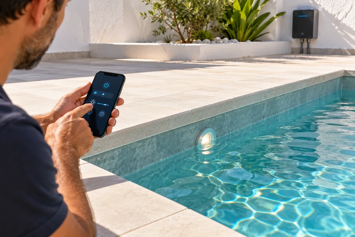 Pool finishes, underwater light and controls