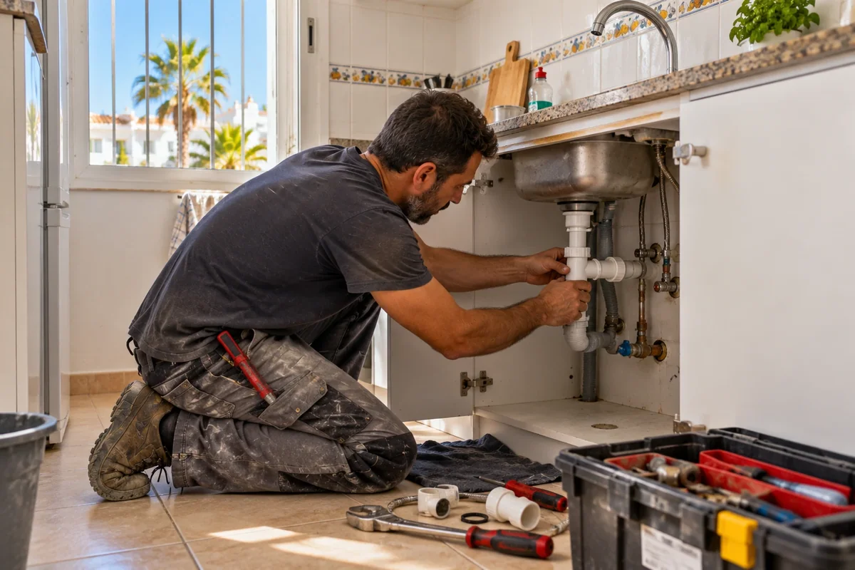 Plumbing repair below kitchen sink