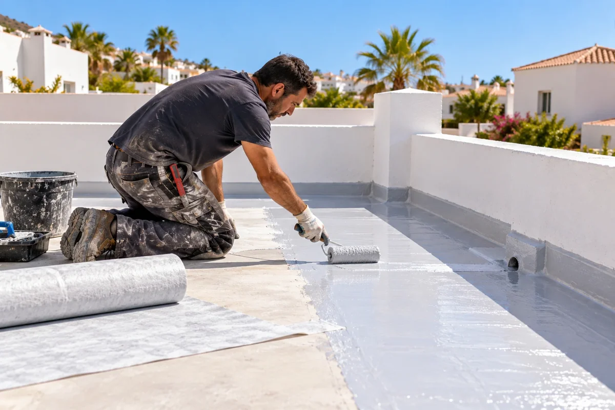 Waterproofing flat roof terrace